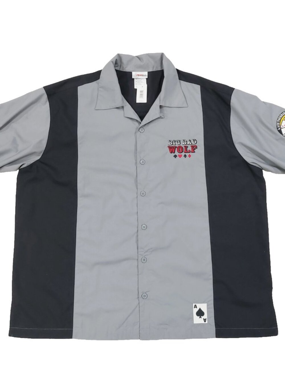 Disneyland Big Bag Wolf Poker Bowling Shirt Mens XL, Embroidered, New w/ Flaw